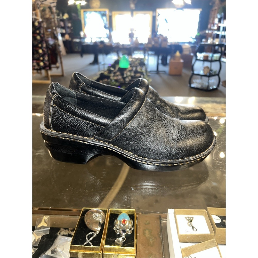 b.o.c. Born Concept Black Leather Mary Jane Clogs Womens 10M Comfort Work Shoes